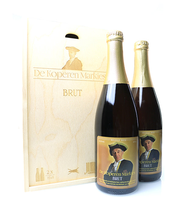 De Koperen Markies BRUT geschenkkist 2x75cl