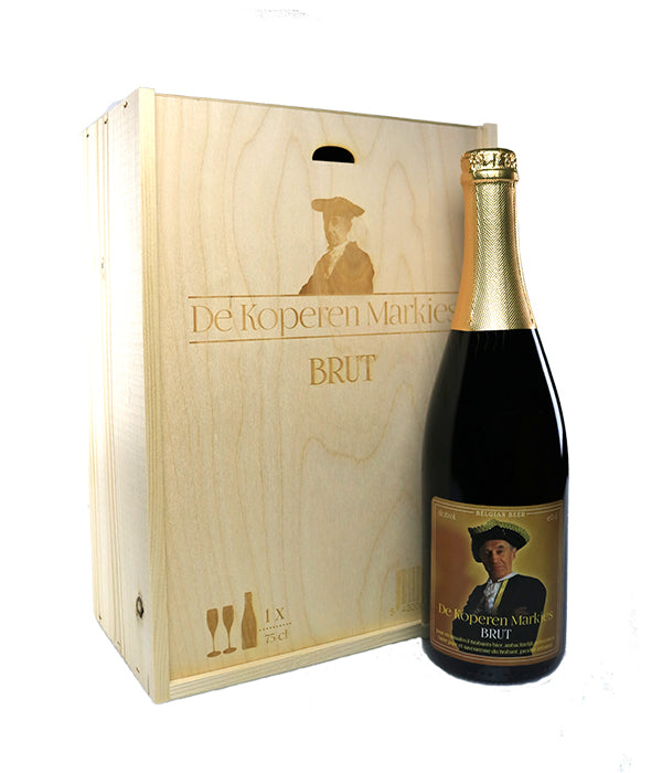 De Koperen Markies Brut geschenkkist + 2 glazen