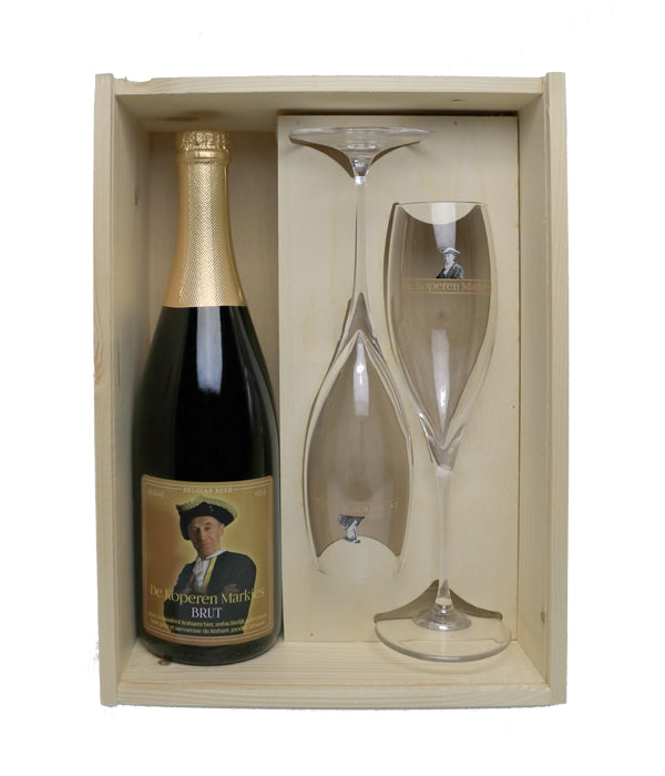 De Koperen Markies Brut coffret cadeau + 2 verres